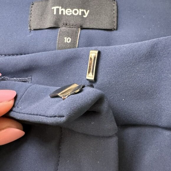 Theory Slim Kick Pants Size 10 Bistretch Deep Navy NWT No Pockets - Picture 6 of 7